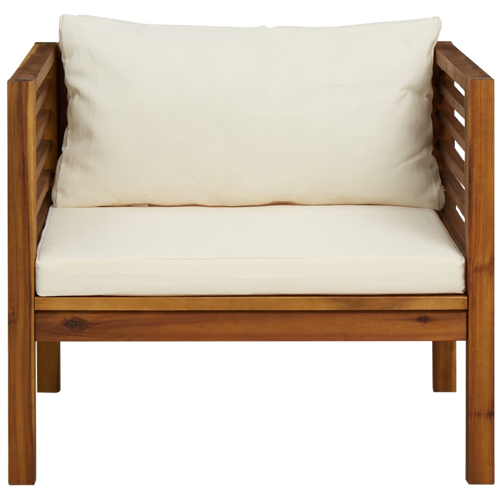 vidaXL Garden Chair with Cream White Cushions Solid Acacia Wood