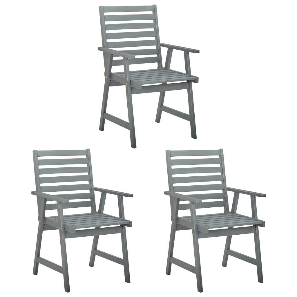 vidaXL Outdoor Dining Chairs with Cushions 3 pcs Solid Acacia Wood