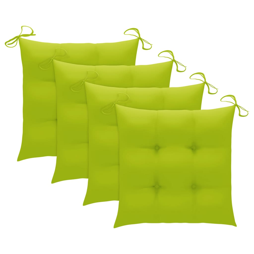 vidaXL Garden Chairs with Bright Green Cushions 4 pcs Solid Teak Wood