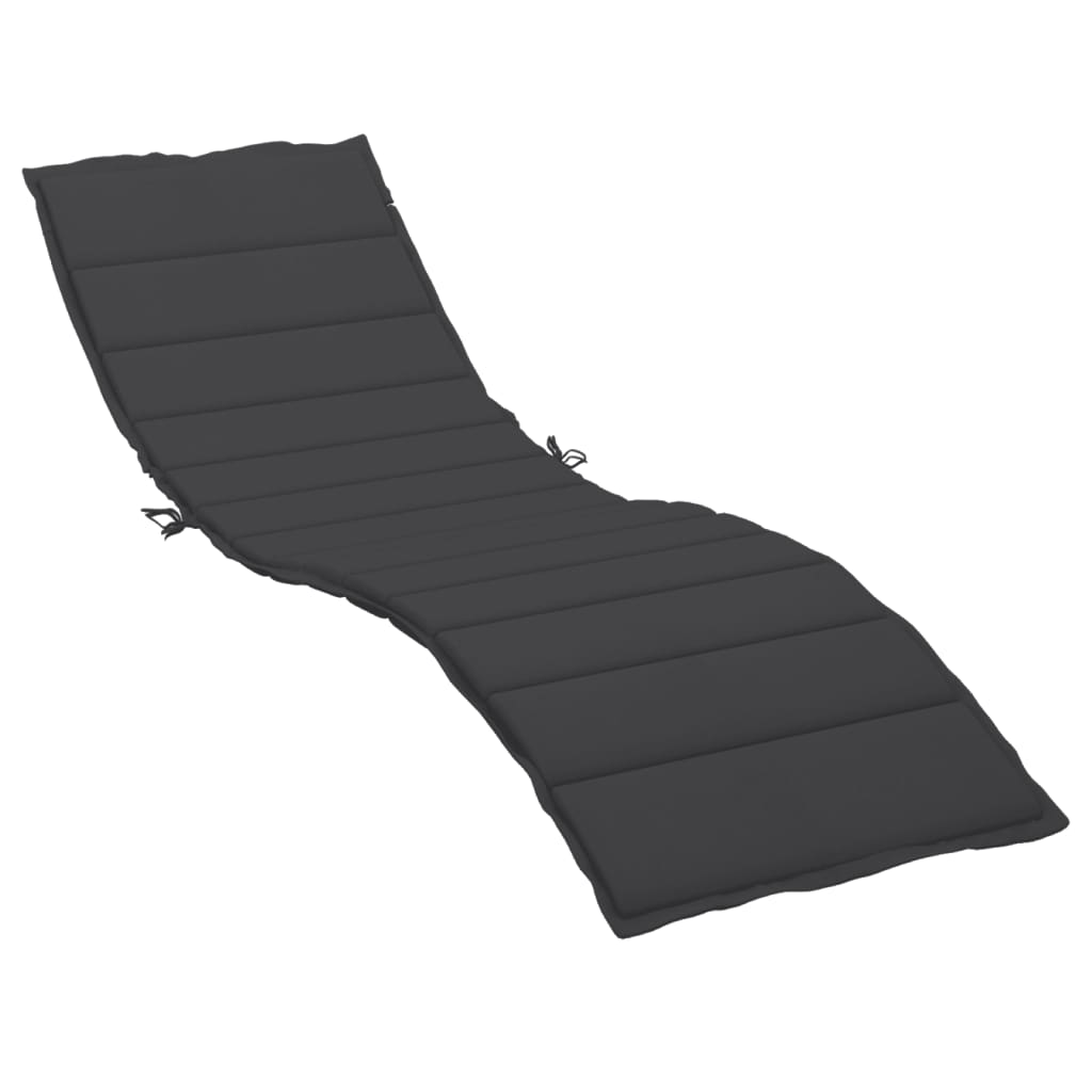 vidaXL Sun Lounger Cushion Black 200x60x3cm Oxford Fabric