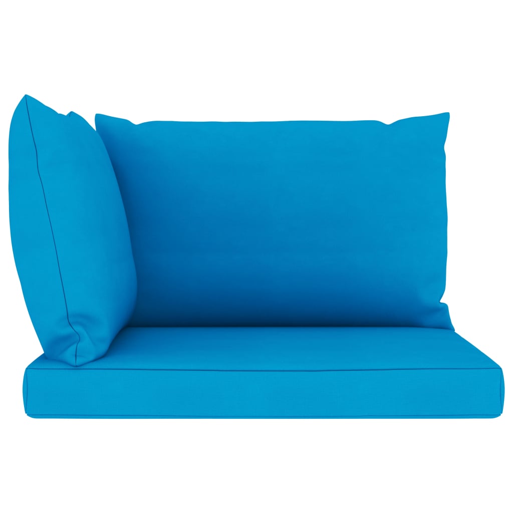 vidaXL Garden 2-Seater Pallet Sofa with Light Blue Cushions Pinewood