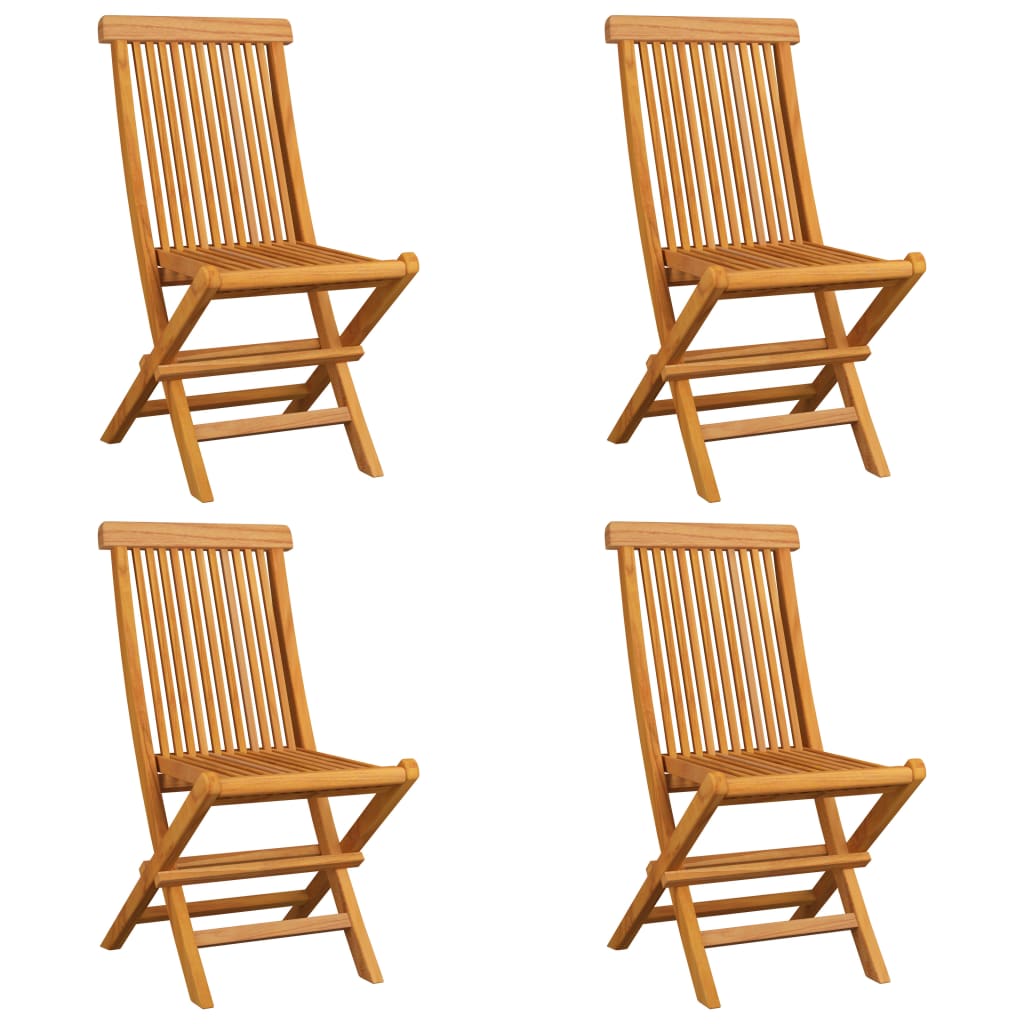 vidaXL Garden Chairs with Wine Red Cushions 4 pcs Solid Teak Wood