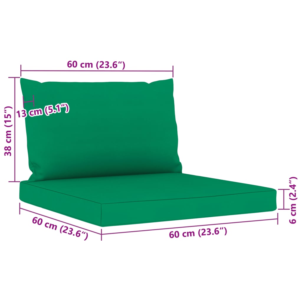 vidaXL 6 Piece Garden Lounge Set with Green Cushions