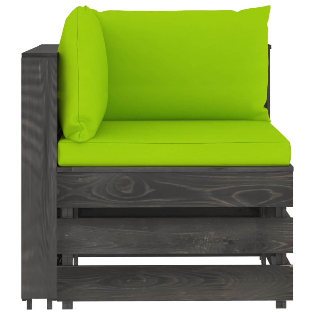 vidaXL Sectional Corner Sofa with Cushions Grey Impregnated Wood