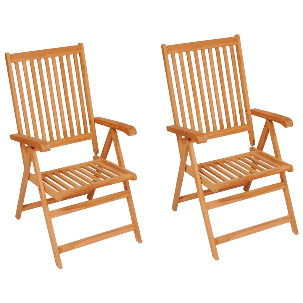 vidaXL Garden Chairs 2 pcs with Wine Red Cushions Solid Teak Wood
