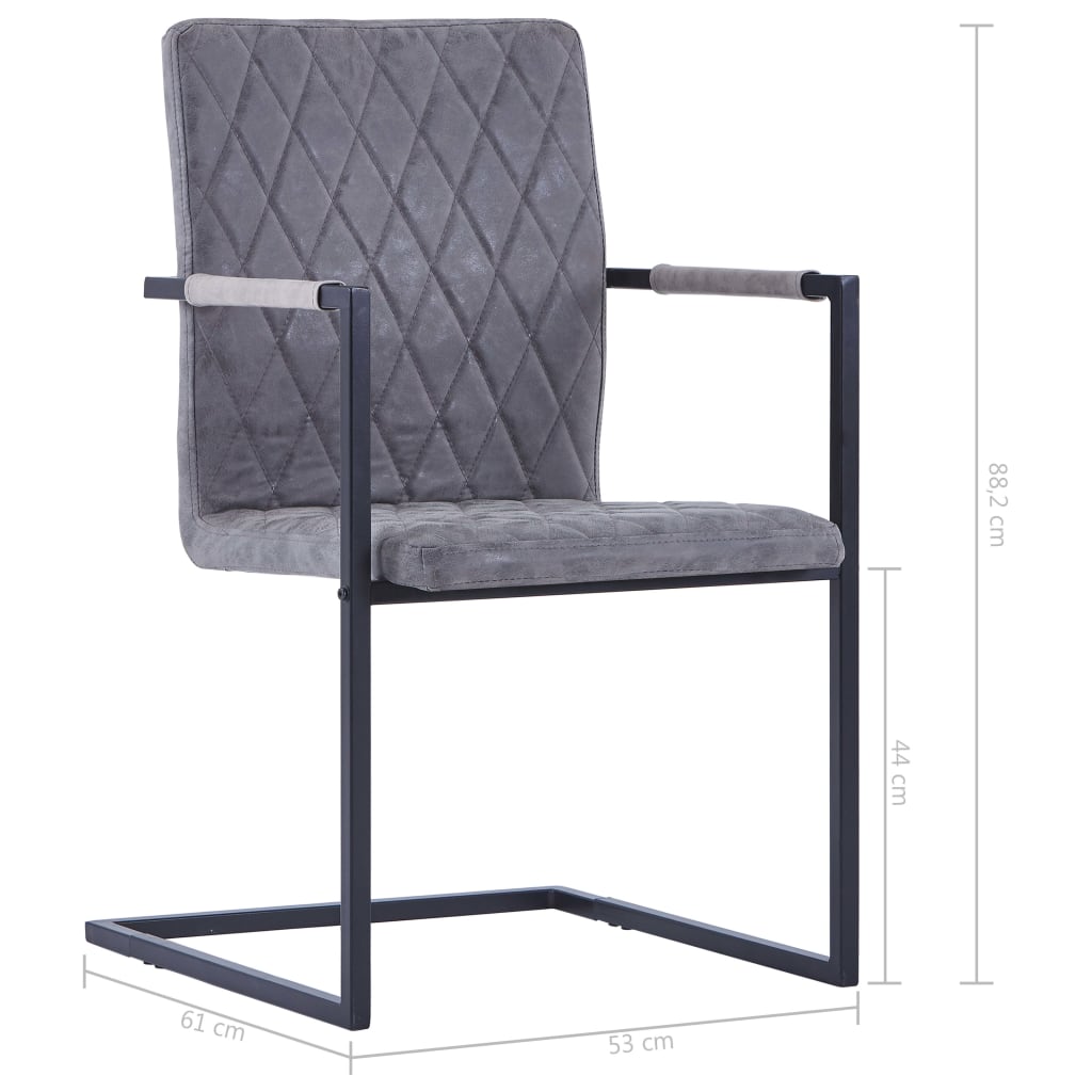 vidaXL Cantilever Dining Chairs 2 pcs Cantilever Dark Grey Faux Leather