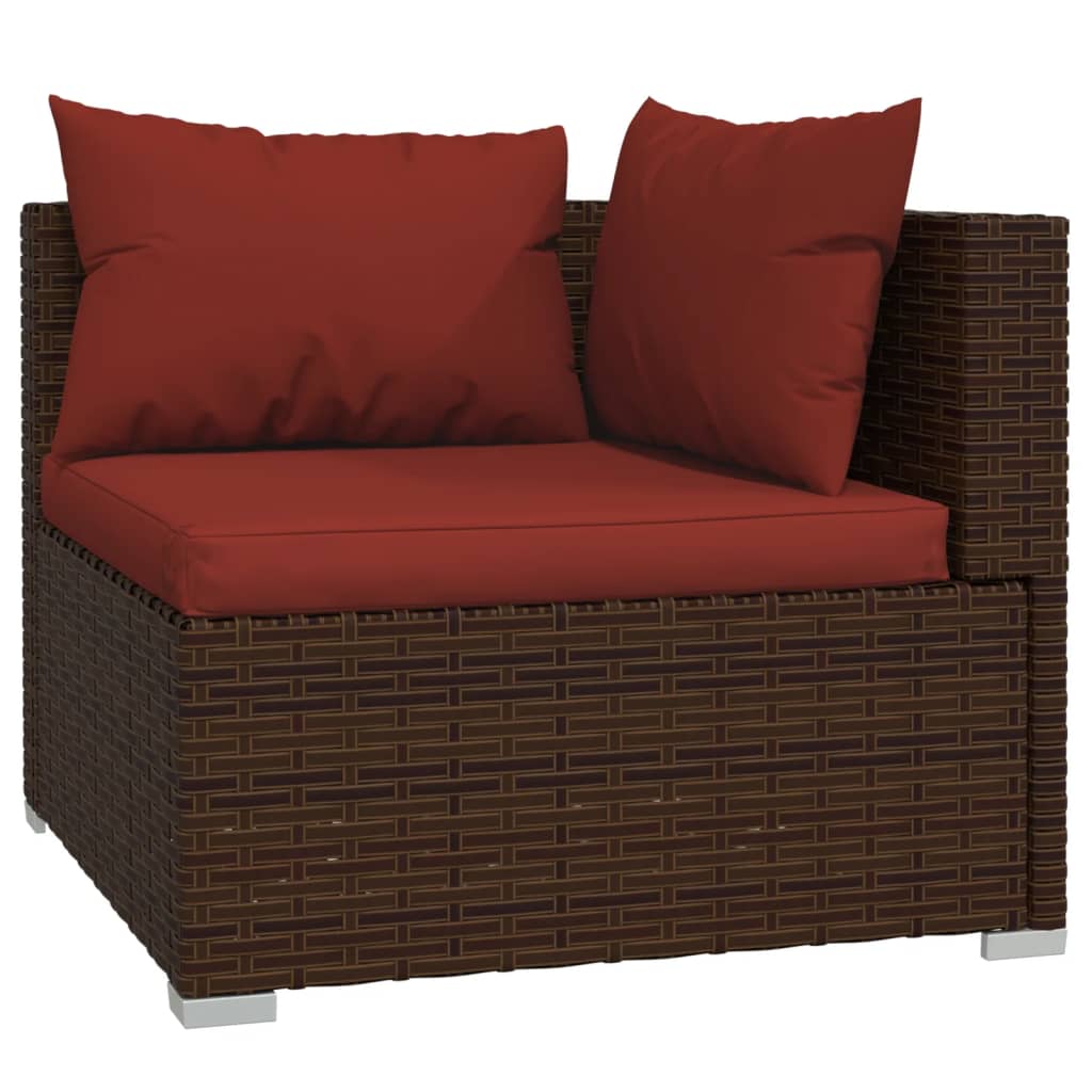 vidaXL 4 Piece Garden Lounge Set with Cushions Poly Rattan Brown