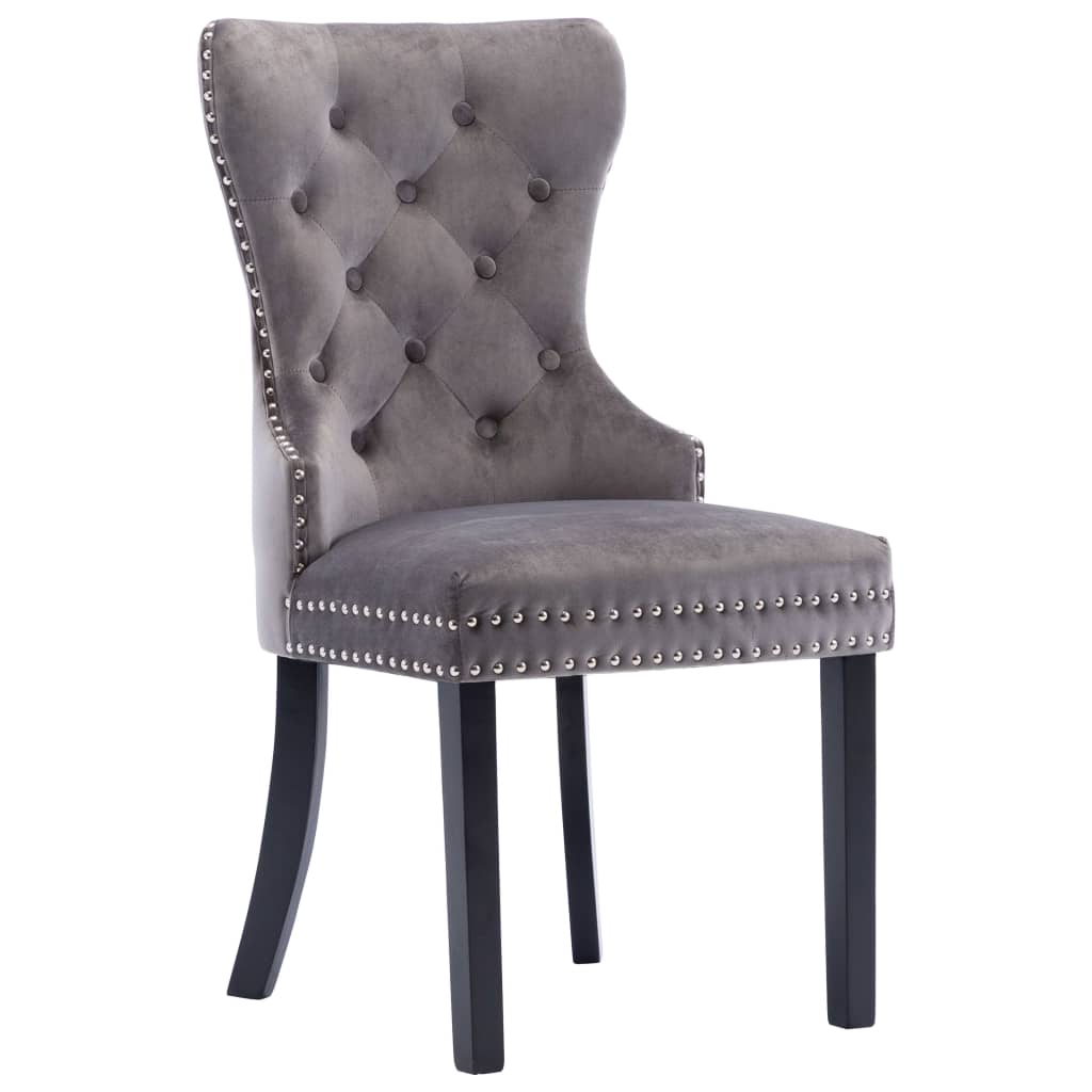 vidaXL Dining Chairs 2 pcs Grey Velvet