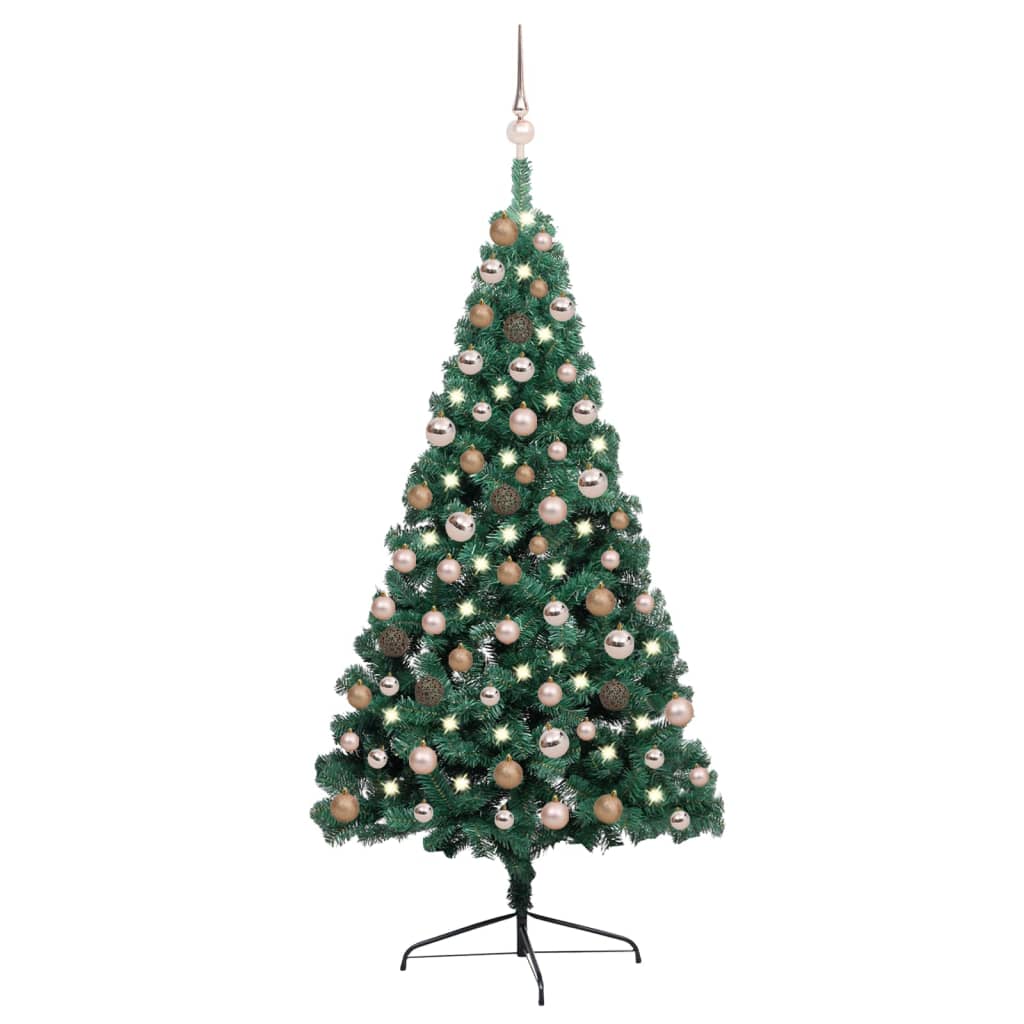 vidaXL Artificial Half Pre-lit Christmas Tree with Ball Set Green 150 cm