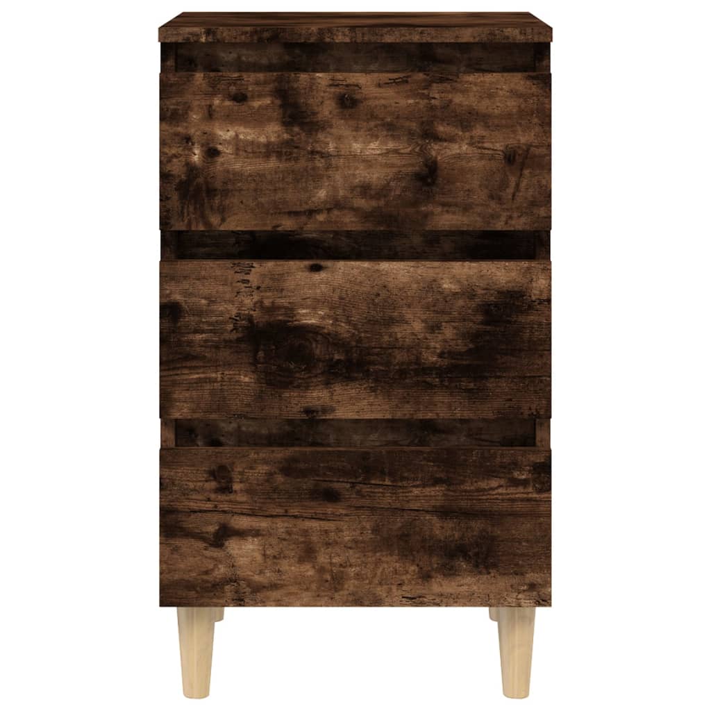 vidaXL Bed Cabinet with Solid Wood Legs Smoked Oak 40x35x69 cm