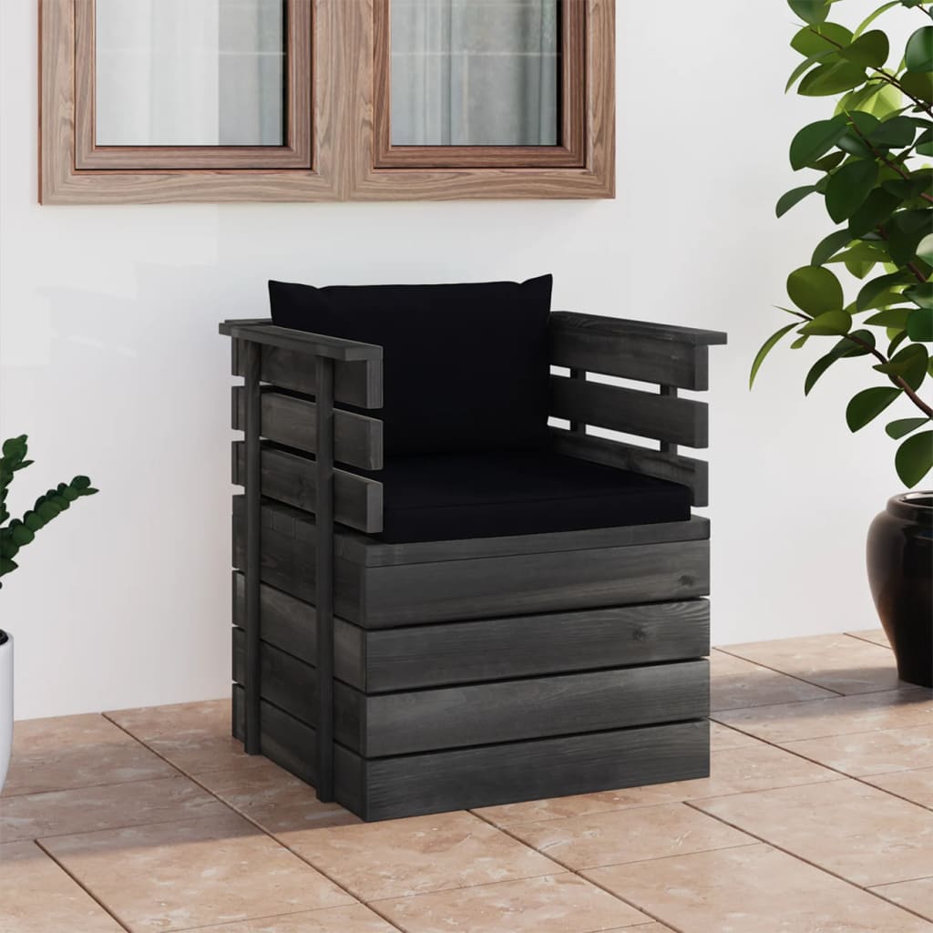 vidaXL Garden Armchair with Cushions Pinewood