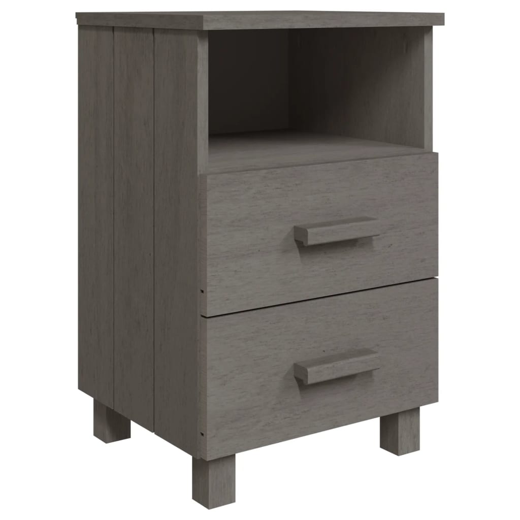 vidaXL Bedside Cabinets HAMAR 2 pcs Light Grey 40x35x62 cm Solid Wood