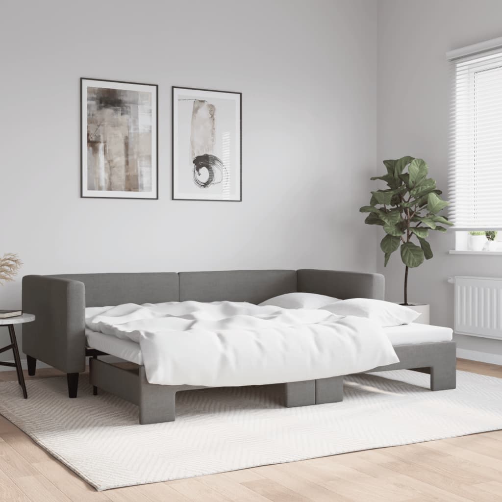 vidaXL Daybed with Trundle without Mattress Dark Grey 90x190 cm