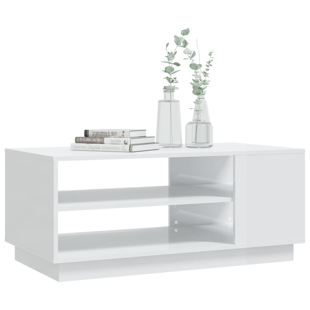 vidaXL Coffee Table High Gloss White 102x55x43 cm Engineered Wood