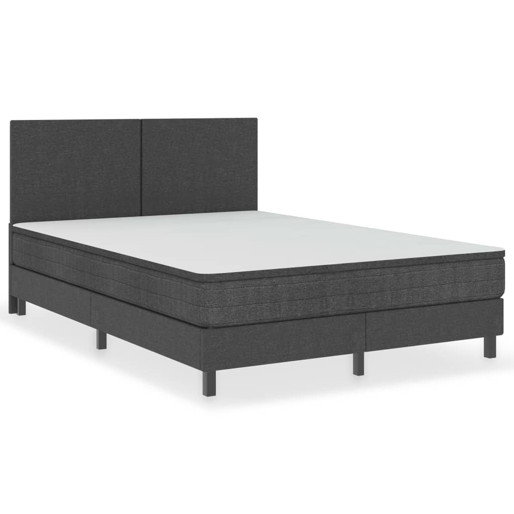 vidaXL Box Spring Bed Frame Grey Fabric 140x200 cm