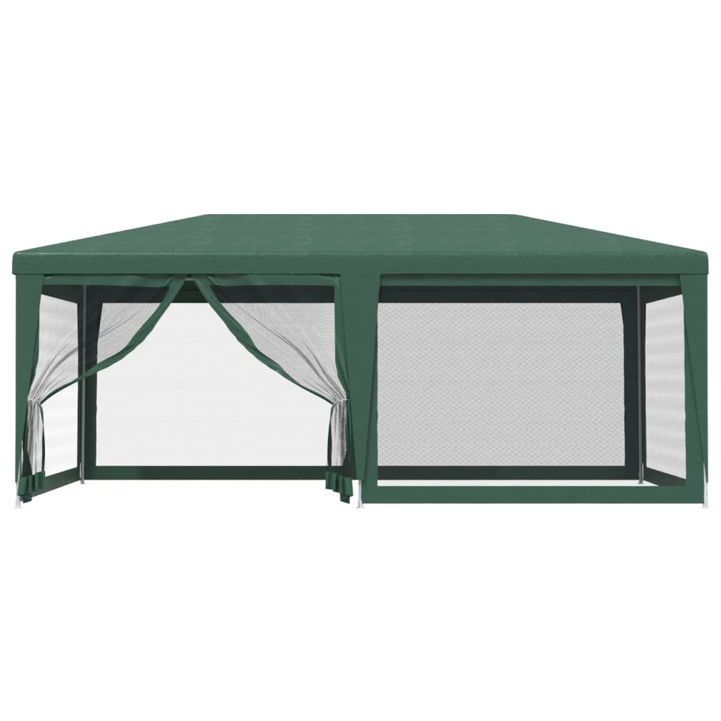 vidaXL Party Tent with 6 Mesh Sidewalls Green 6x4 m HDPE