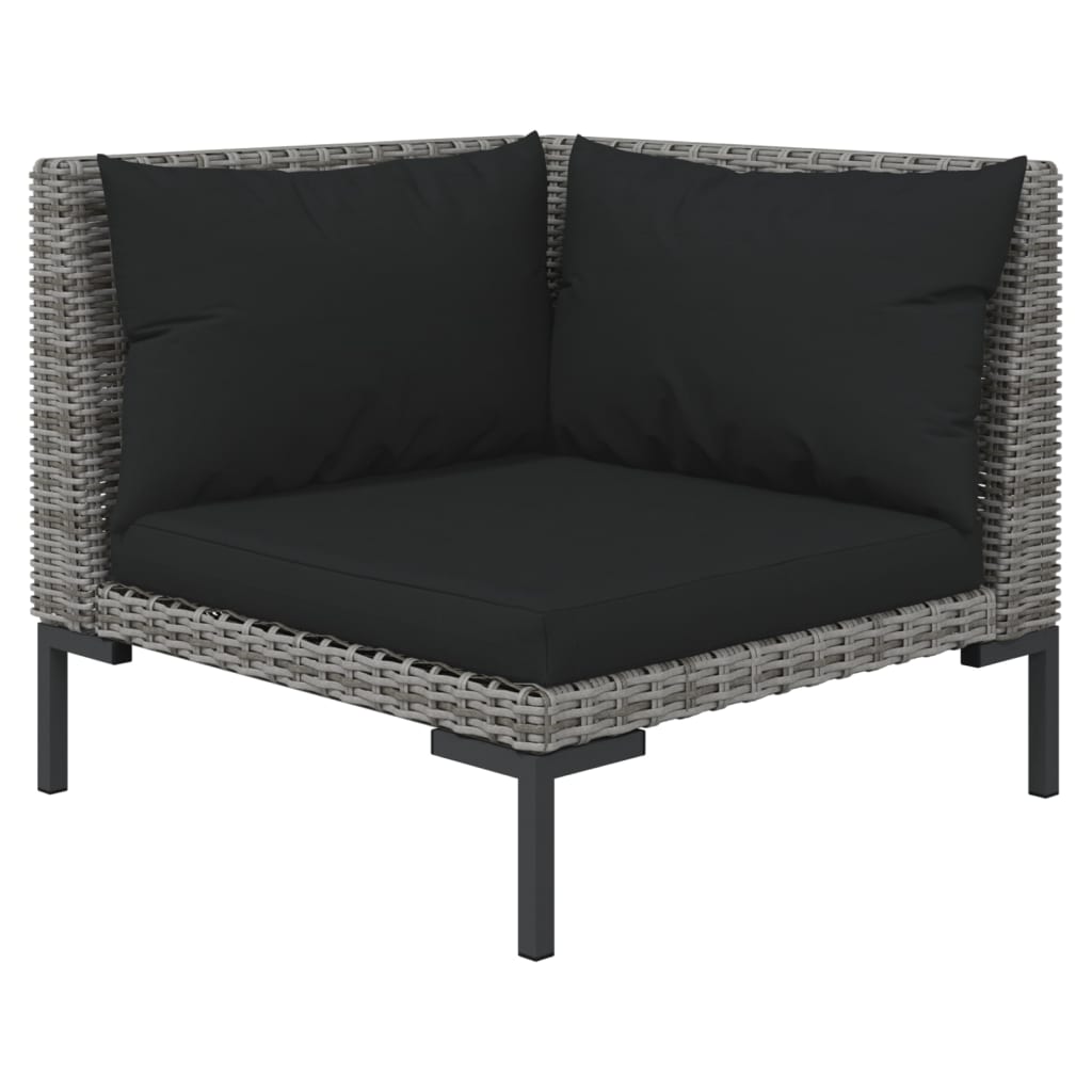 vidaXL 8 Piece Garden Lounge Set with Cushions Poly Rattan Dark Grey