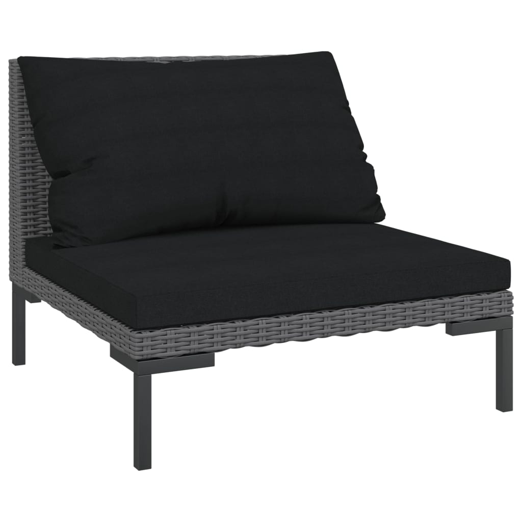 vidaXL 6 Piece Garden Lounge Set with Cushions Poly Rattan Dark Grey