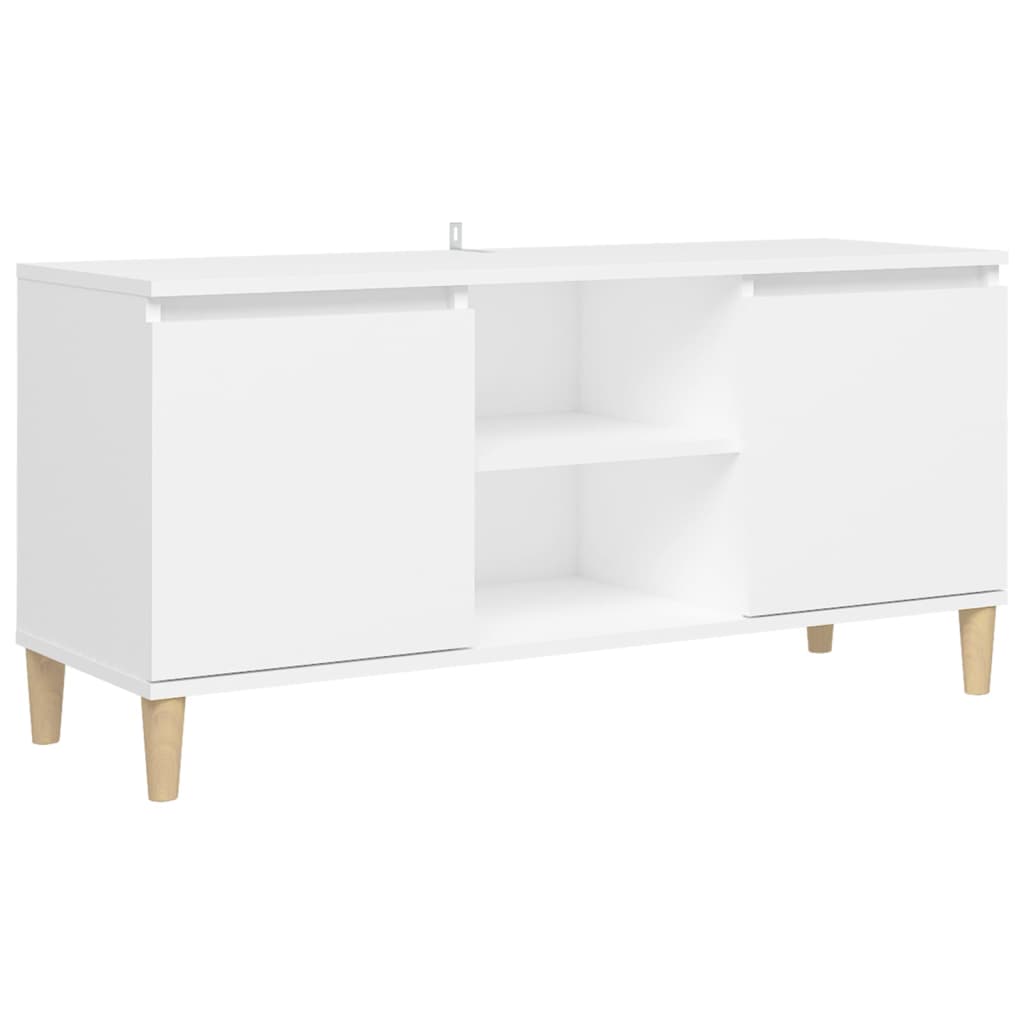 vidaXL TV Cabinet with Solid Wood Legs White 103.5x35x50 cm