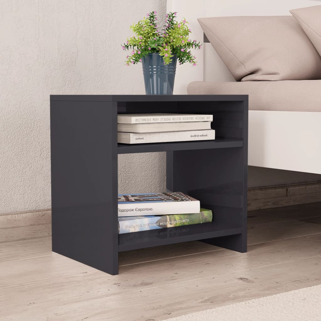 vidaXL Bedside Cabinet High Gloss Grey 40x30x40 cm Engineered Wood