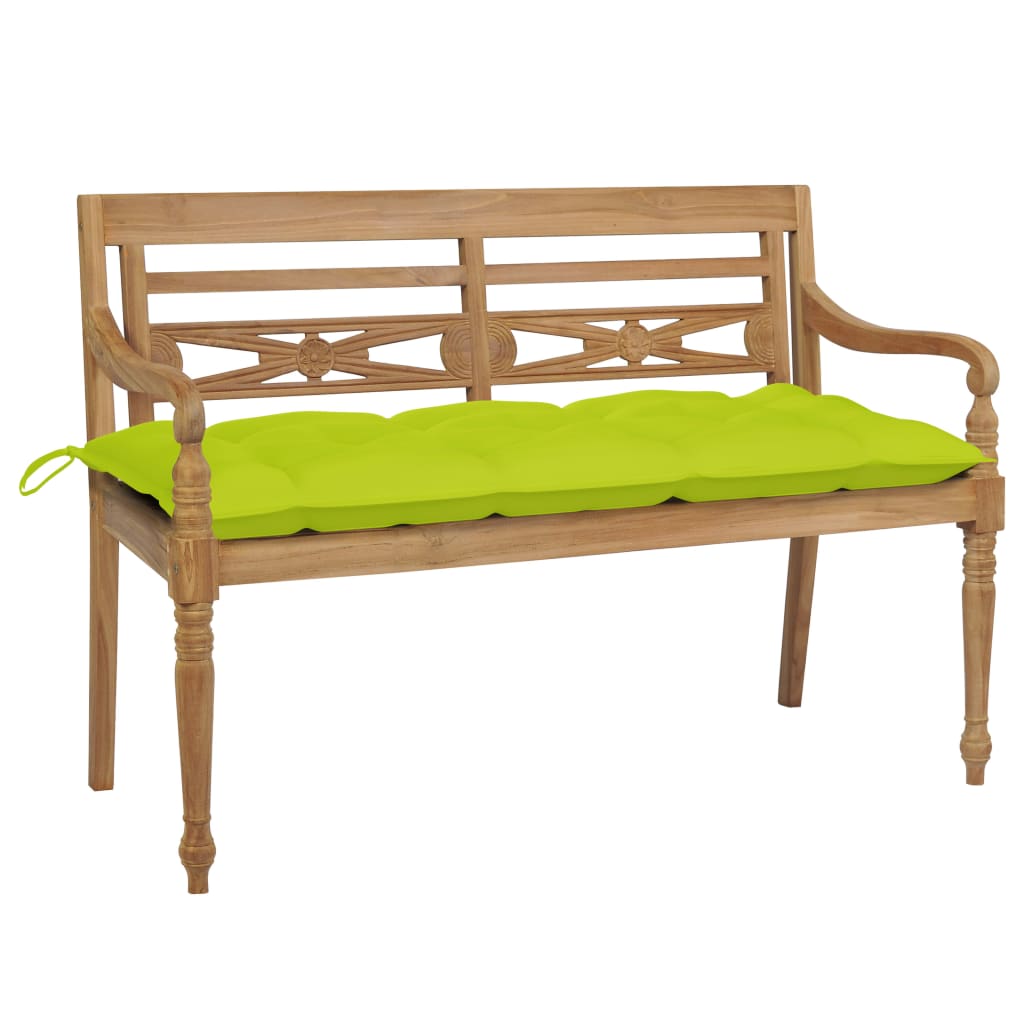vidaXL Batavia Bench with Bright Green Cushion 120 cm Solid Teak Wood