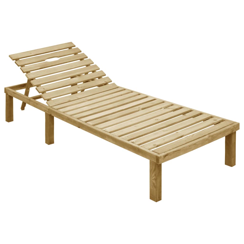 vidaXL Sun Lounger with Red Cushion Impregnated Pinewood