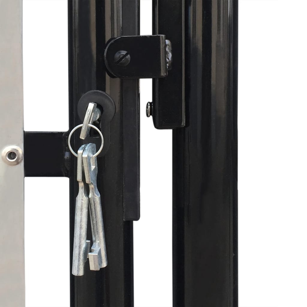 vidaXL Single Door Fence Gate Galvanised Steel 3.28ftx2.46ft Black