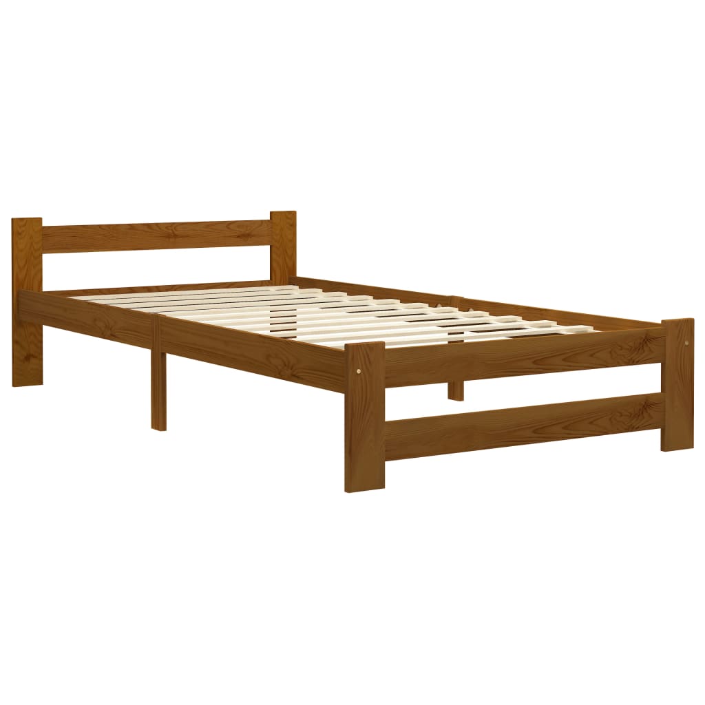 vidaXL Bed Frame without Mattress Honey Brown Solid Pine Wood 100x200 cm