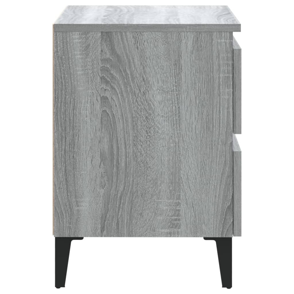 vidaXL Bed Cabinets with Metal Legs 2 pcs Grey Sonoma 40x35x50 cm