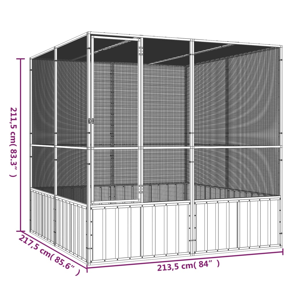 vidaXL Bird Cage Anthracite 213.5x217.5x211.5 cm Galvanised Steel