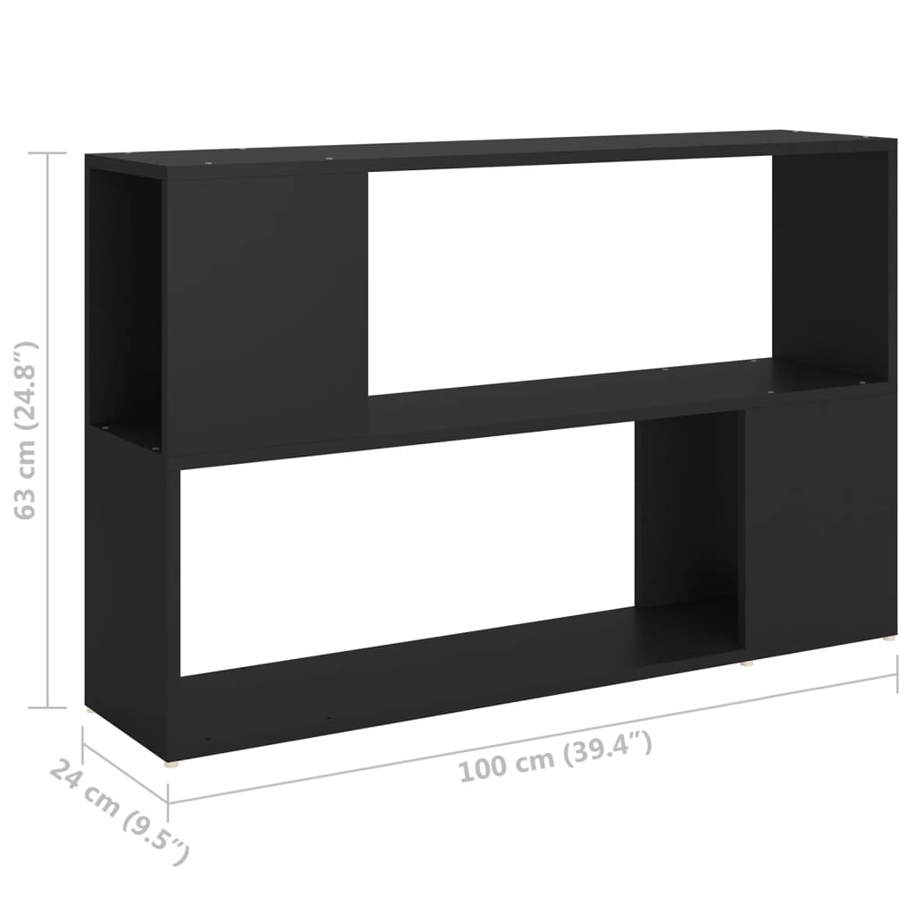 vidaXL Book Cabinet Black 100x24x63 cm Engineered Wood