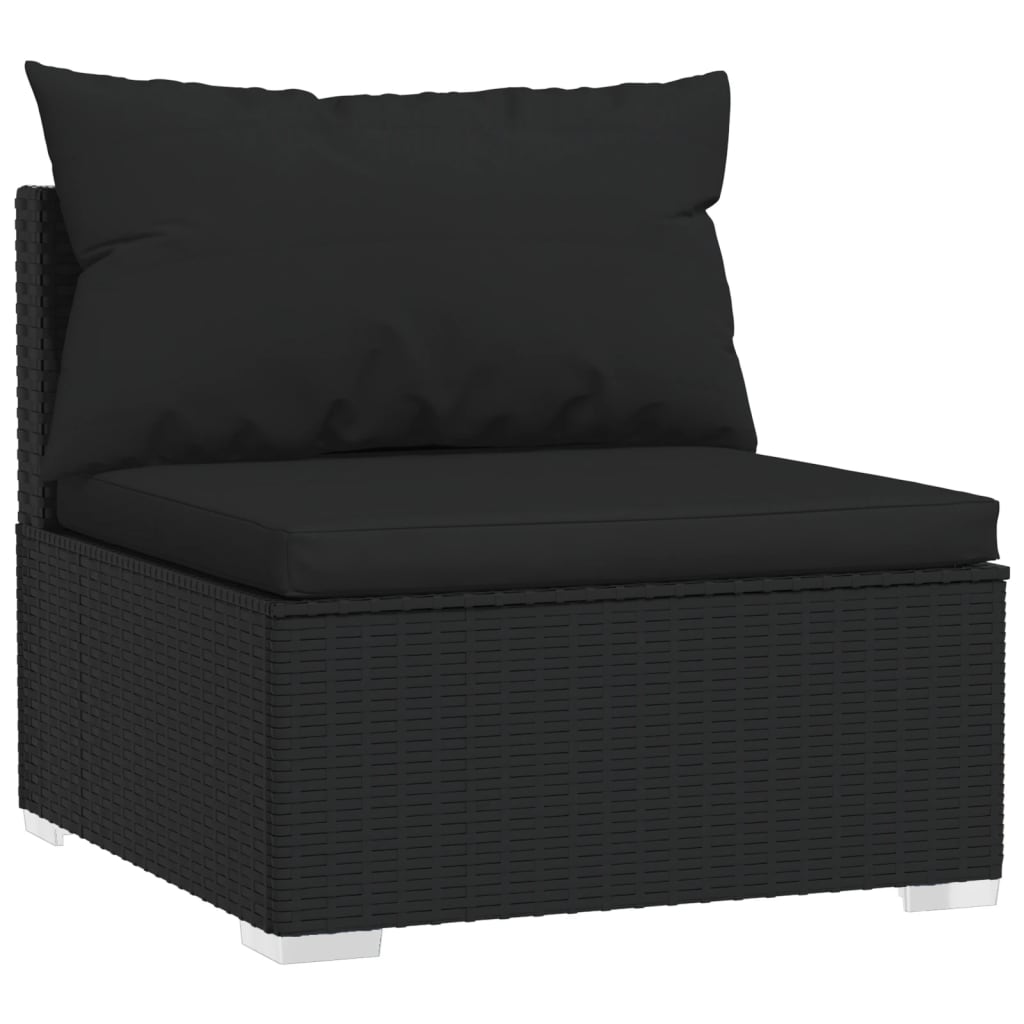 vidaXL 9 Piece Garden Lounge Set with Cushions Black Poly Rattan