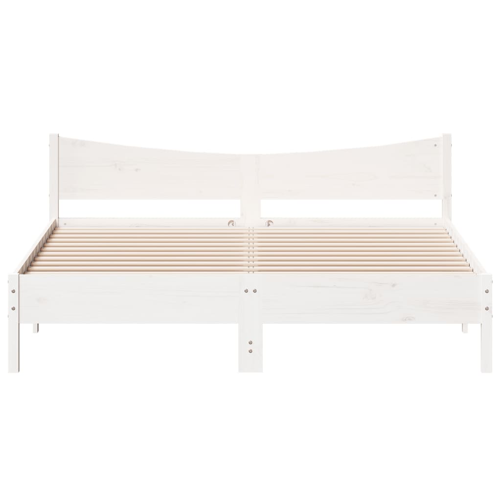 vidaXL Bed Frame with Headboard White 200x200 cm Solid Wood Pine