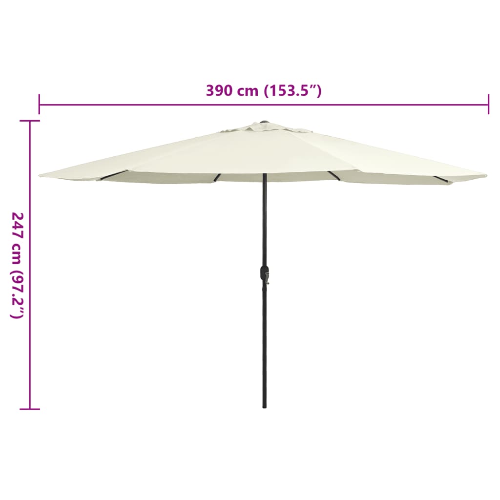 vidaXL Outdoor Parasol with Metal Pole 390 cm Sand White