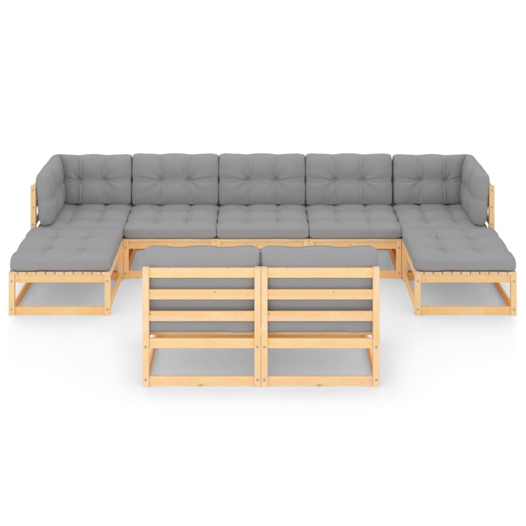 vidaXL 9 Piece Garden Lounge Set with Cushions Solid Wood Pine