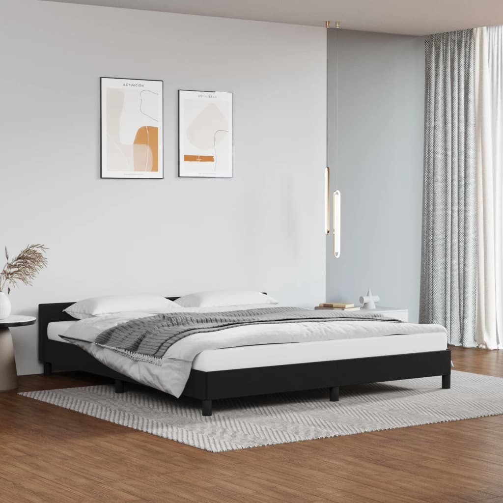 vidaXL Bed Frame with Headboard without Mattress Black 180x200 cm Super King