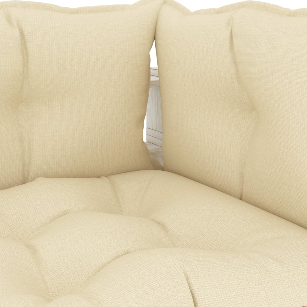 vidaXL Garden Pallet Corner Sofa with Cream Cushions Wood