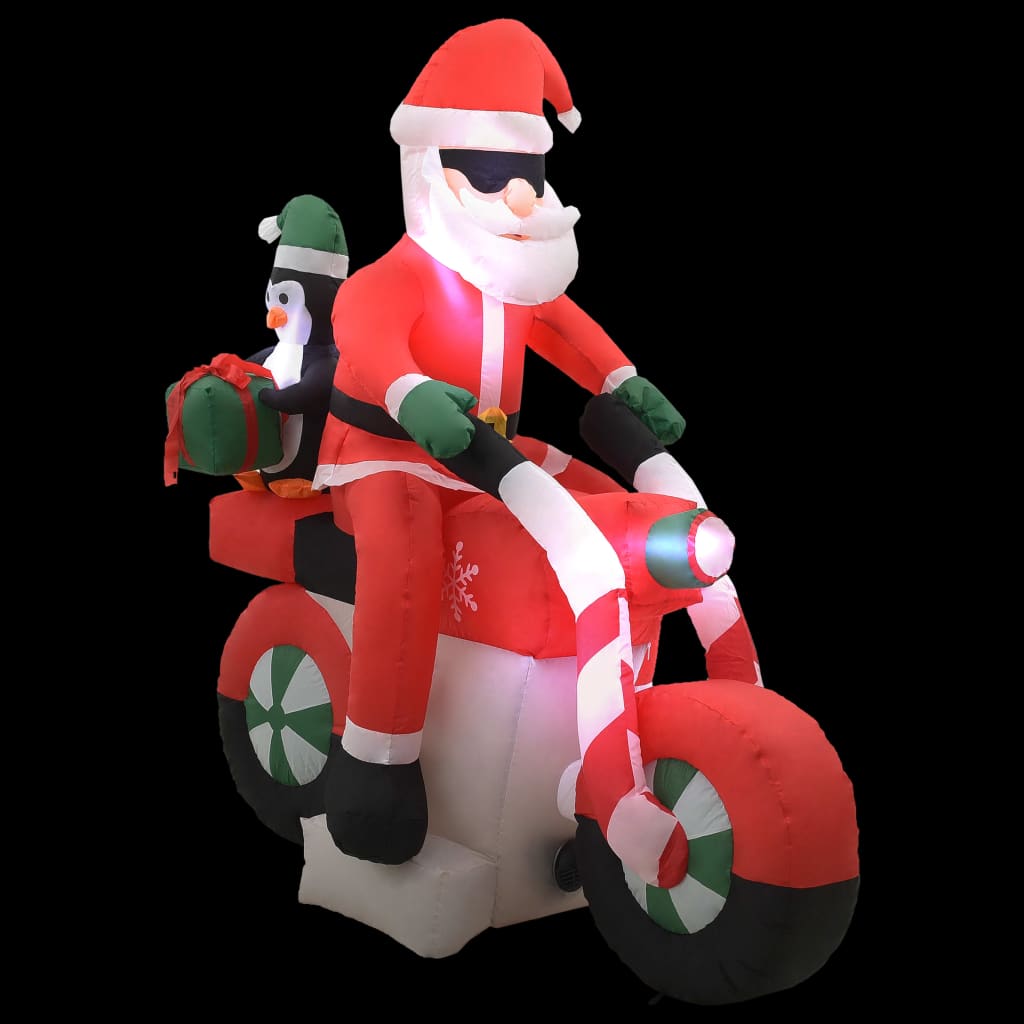 vidaXL Christmas Inflatable Santa Claus on Motorcycle LED IP44 160 cm