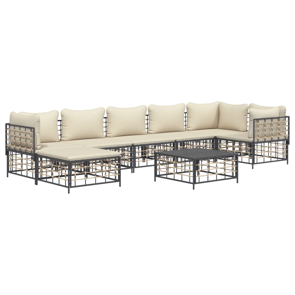 vidaXL 8 Piece Garden Lounge Set with Cushions Anthracite Poly Rattan