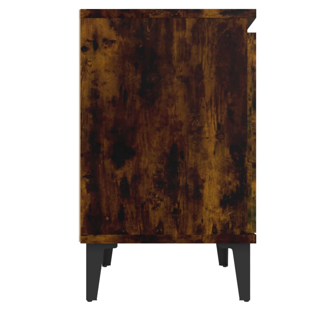 vidaXL Bed Cabinet with Metal Legs Smoked Oak 40x30x50 cm