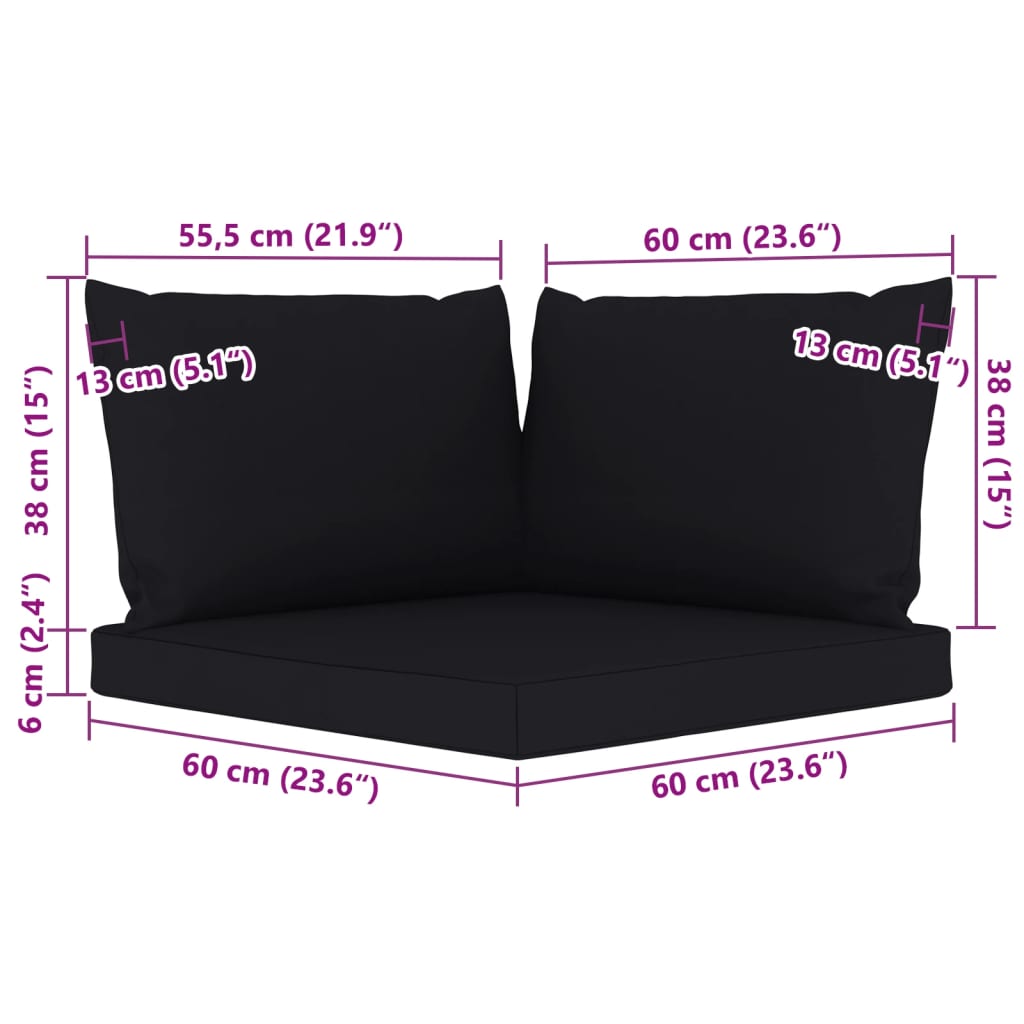 vidaXL 6 Piece Garden Lounge Set with Black Cushions