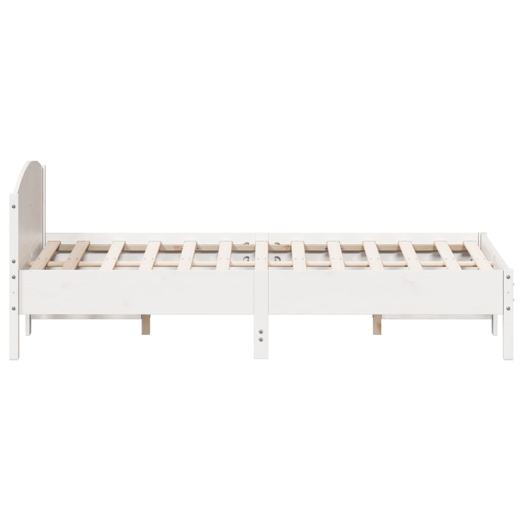vidaXL Bed Frame with Headboard White 160x200 cm Solid Wood Pine