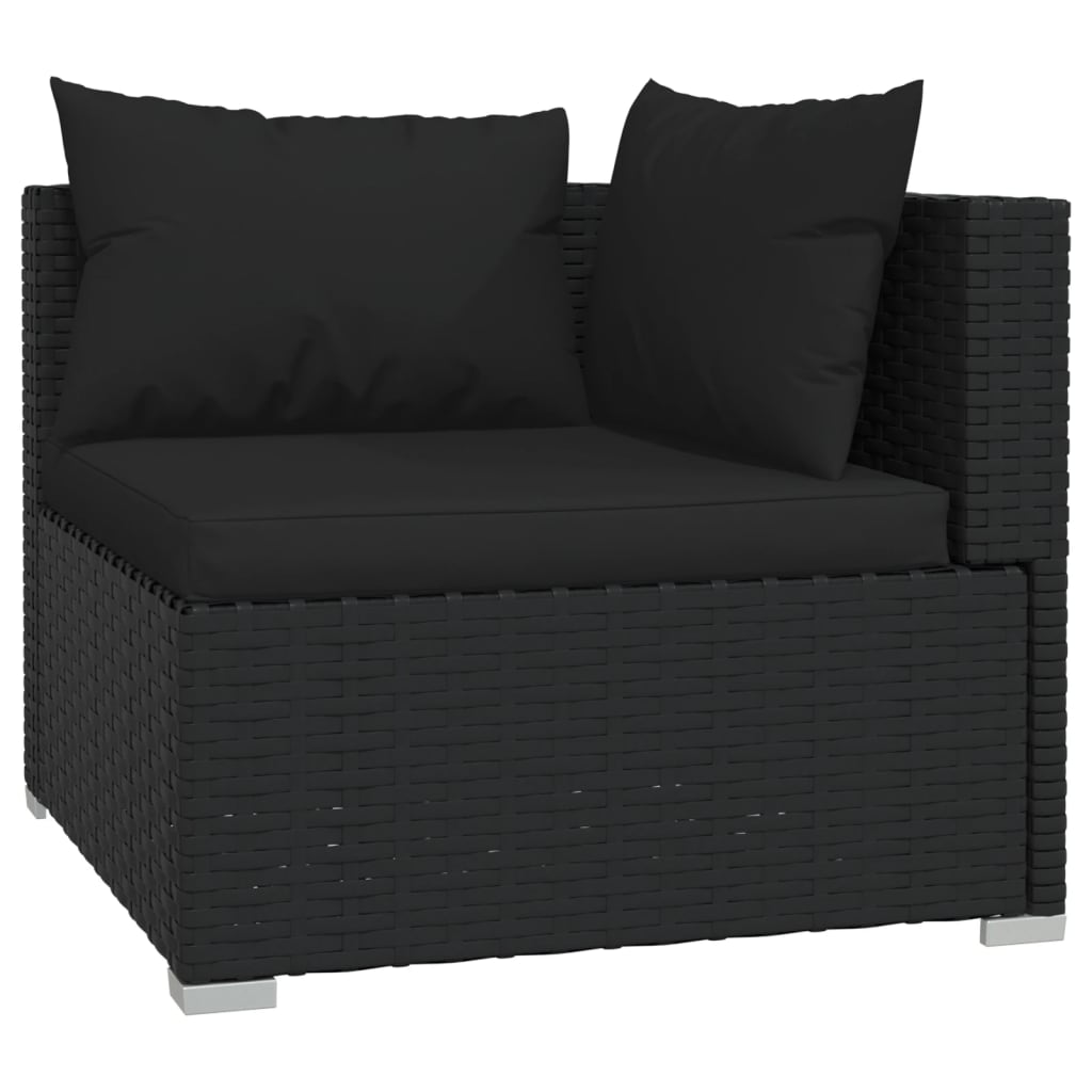 vidaXL 10 Piece Garden Lounge Set with Cushions Black Poly Rattan