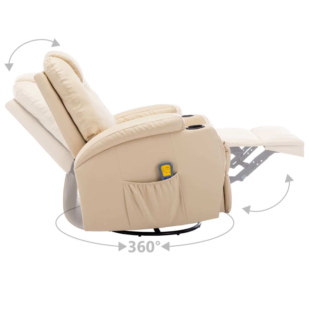vidaXL Electric Rocking Massage Chair Faux Leather Cream