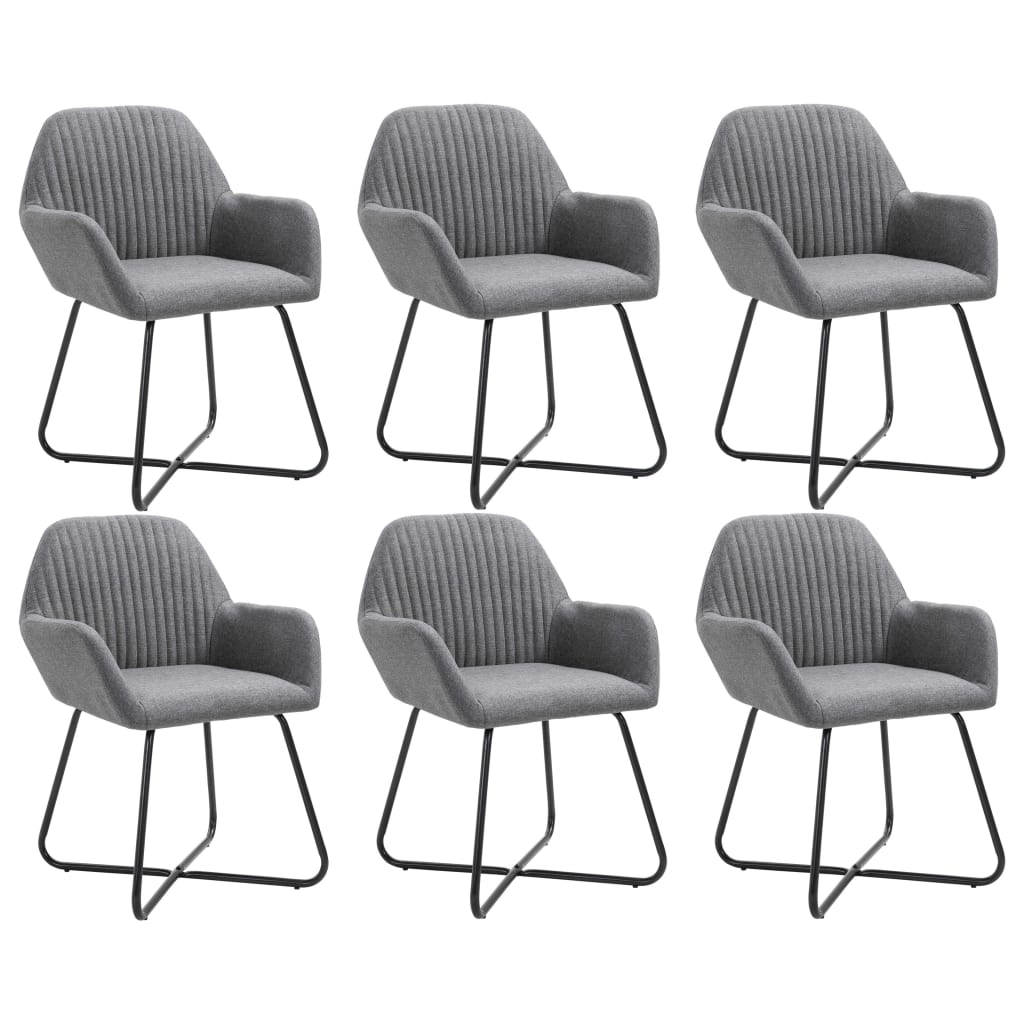 vidaXL Dining Chairs 6 pcs Dark Grey Fabric