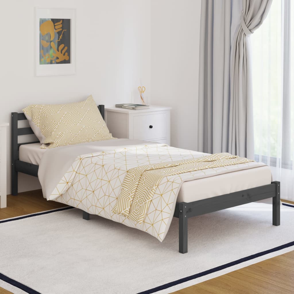 vidaXL Day Bed Solid Wood Pine 90x200 cm Grey