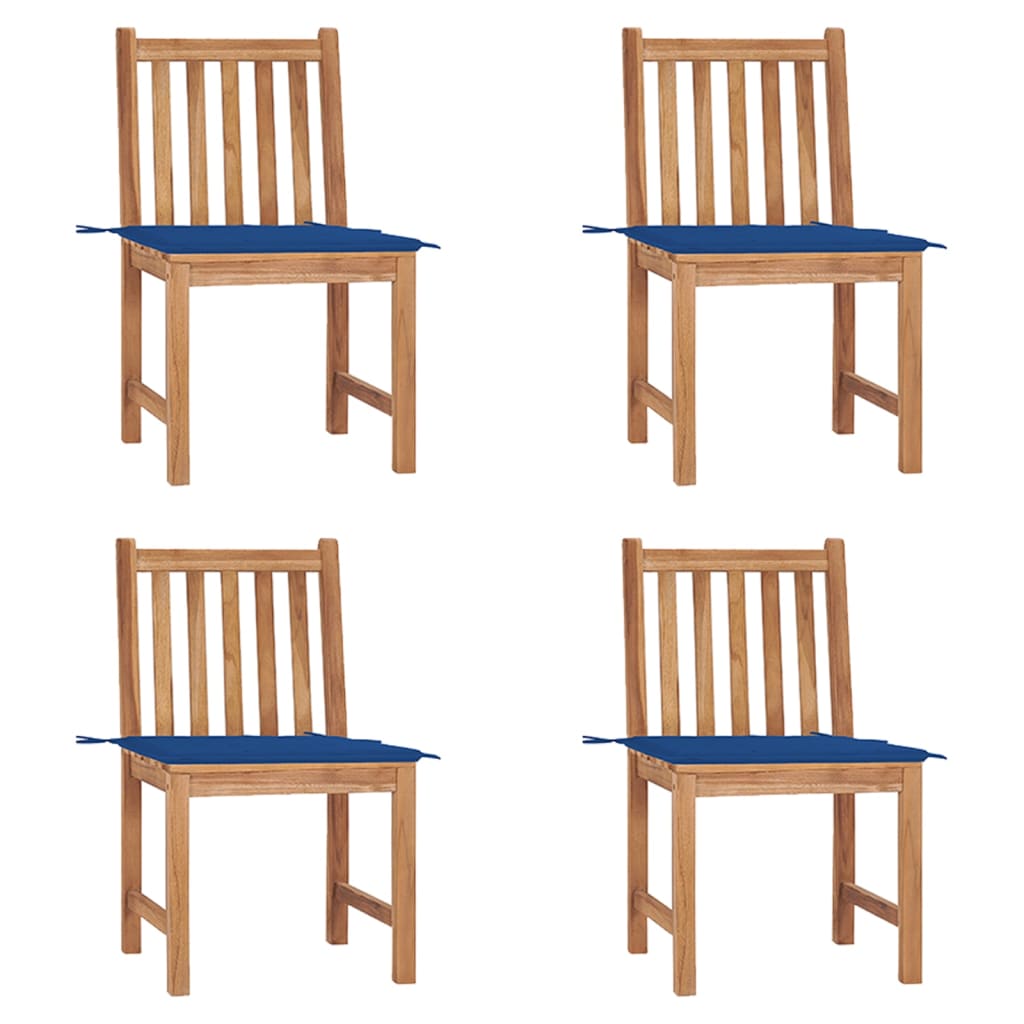 vidaXL Garden Chairs 4 pcs with Cushions Solid Teak Wood