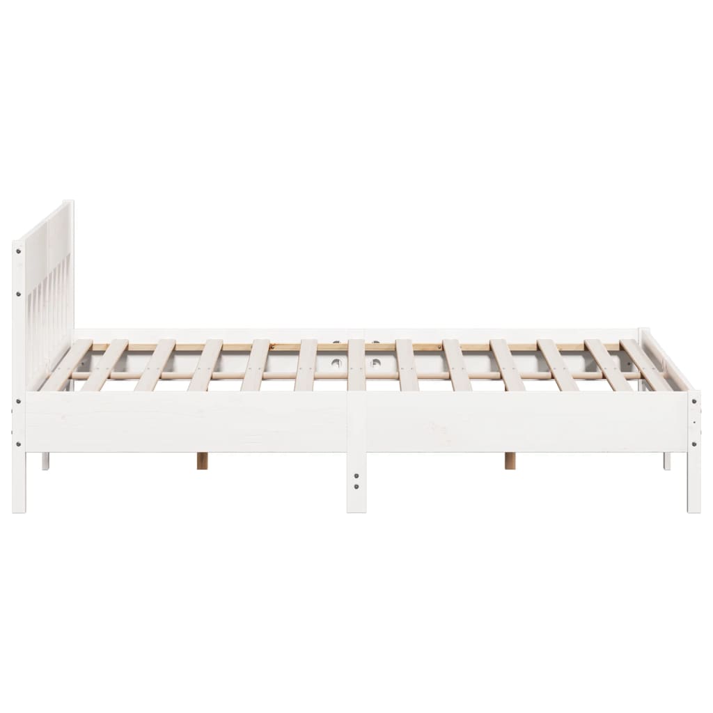 vidaXL Bed Frame with Headboard White 200x200 cm Solid Wood Pine