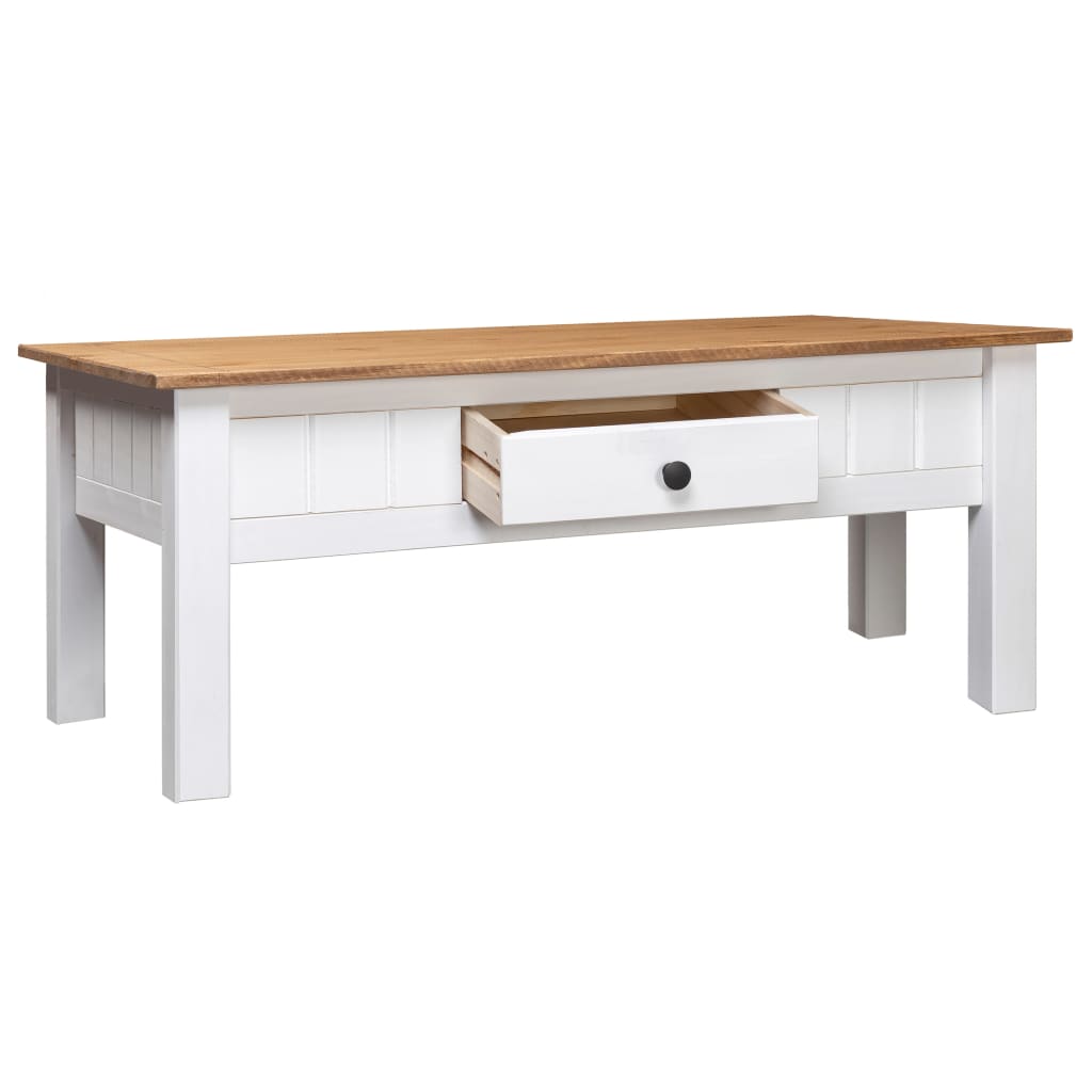 vidaXL Coffee Table White 100x60x45 cm Solid Pine Wood Panama Range