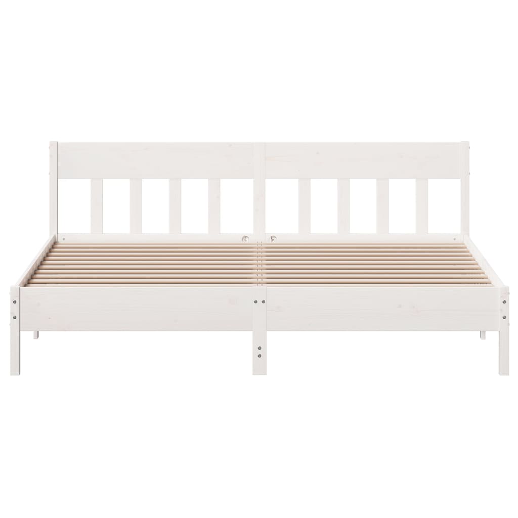 vidaXL Bed Frame with Headboard White 200x200 cm Solid Wood Pine